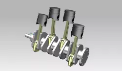 Piston + connecting rod + crank shaft of inline 4 cylinder engine