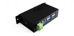 USB 3.1 4 Port Metal Hub w/DIN Rail Clip & ESD Surge Protection