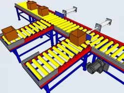 Conveyor and pneumatic cylinder pusher
