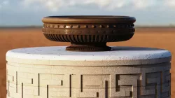 Large ceramic vase for ornamental plants.