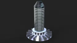 Sketch design of a high-rise building in the form of a pencil.