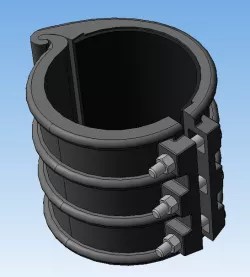 Plastic clamp for repairing damaged drain pipes d215 ... 220mm