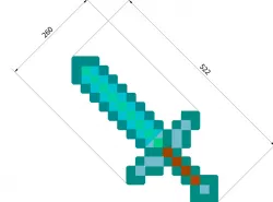 Two-piece minecraft sword 3d effect