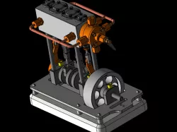 2 CYLINDER VERTIVAL MARINE TYPE STEAM ENGINE (BORE 24 X STOKE 28)