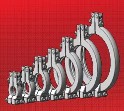 Clamp for fitting stainless steel pipes of increased pressure
