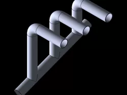 Piping system - 90 degrees elbows, one collector