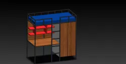 Bed with Study Table and Wardrobe