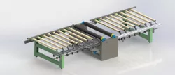 Mesa con rodillos de transporte de chapa de madera (conveyor)