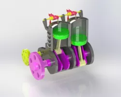 Simple Two Cylinder Engine