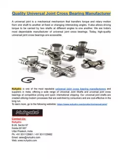 Quality Universal Joint Cross Bearing Manufacturer