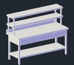 Stainless Steel work table with back splash & under shelf & upper shelf
