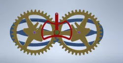 Two Gears Synchronized by a Central Wheel.