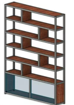 wood & steel bookshelf