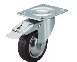 Casters - Medium Load - Wheel Material: Rubber - Swivel with Stopper