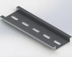 DIN Rail, Aluminum, 35 mm Wide, 7 mm Height, 4 mm Wide and 8 mm Length Slots, 100 mm Length