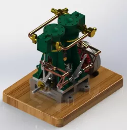 Vertical Twin Steam Engine with Reverse Gear