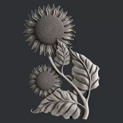 3d STL models for CNC router sunflower 3D model