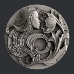 3d STL models for CNC router woman flower 3D model