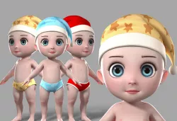 cartoon baby  twins  boy   infant child character children model 3D model