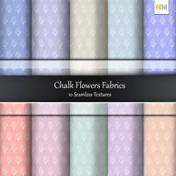 Chalk Flowers Fabrics Seamless Textures Set Texture