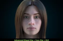 Cinematic Female 001 - Advanced Body Rig - Face Rig - GUI Low-poly  3D model