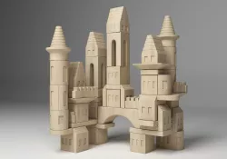 FAO Schwarz Wooden Castle Building Blocks Set Toy  3D model