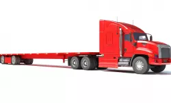 Freightliner Truck with Flatbed Trailer 3D model