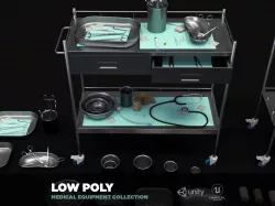 Medical Equipment Collection - Supply Cart Low-poly  3D model