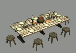 Medieval Table - Low Poly Low-poly  3D model
