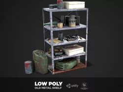 Metal Shelf Collection - Modular Game ready props Low-poly  3D model
