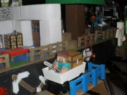 Mine Cart for LEGO Train scale to Minecraft toy Steve.