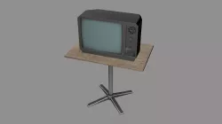 Old TV and table Low-poly  3D model