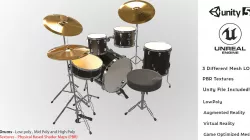 Photorealistic High Quality Drum Set Low-poly PBR AR VR Game Low-poly  3D model