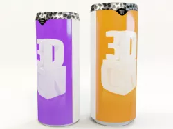 Sleek 330ml and 250ml slim beverage cans with hygiene foil lid 3D model