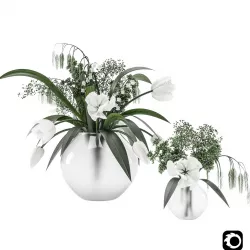 Spring bouquet with tulips  3D model