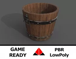 Wooden bucket Low-poly  3D model