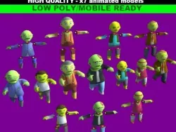 Zombies Cartoon Characters Pack Low-poly  3D model