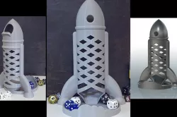 Spaceship / Rocket Dice Tower with catch tray
