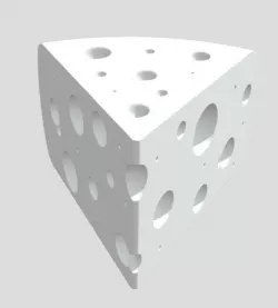Cheese wedge with holes on top