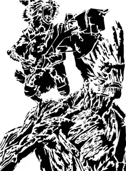 Groot and Rocket stencil 3