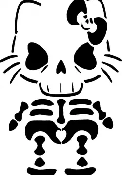 Hello Kitty skeleton stencil