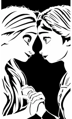  Anna and Elsa stencil 5