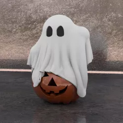 Ghost on Pumpkin Halloween