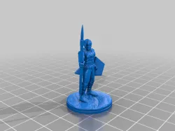 Elven Soldier with Spear and Shield for Tabletop Games