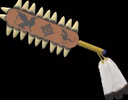 Plumadancing Macahuitl with giant shark tooth blades