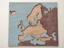 Puzzle map of Europe laser cut from wood