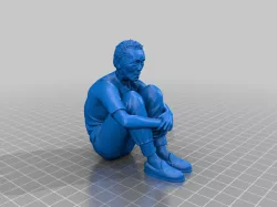 Squid Game player 001 Oh Il-Nam sitting sad 