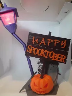 Spooktober Sign with LED Light