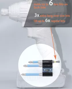 Universal Bit Holder for Oversized ¼” Hex Bits - Bolted to Tools & Carries Up to 6x Bits