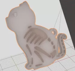Cat skeleton lithophane keychain